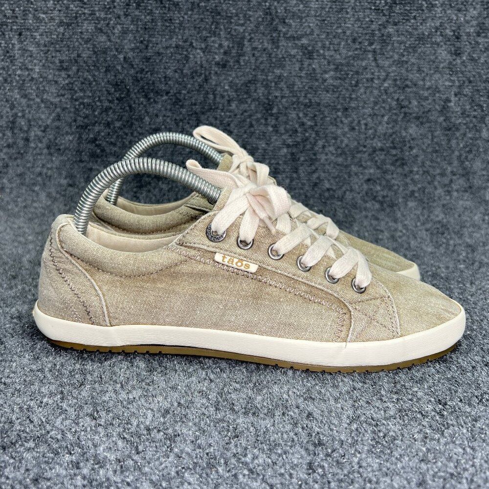 Taos Footwear Star Sneakers Women's Size 9 Tan Canvas‎ Lace Up Low Casual Shoes